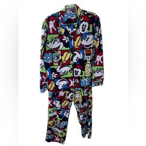 Disney, Retro Mickey/Minnie Mouse Fleece Pajamas, Button-Up/Pull-on Medium 8-10